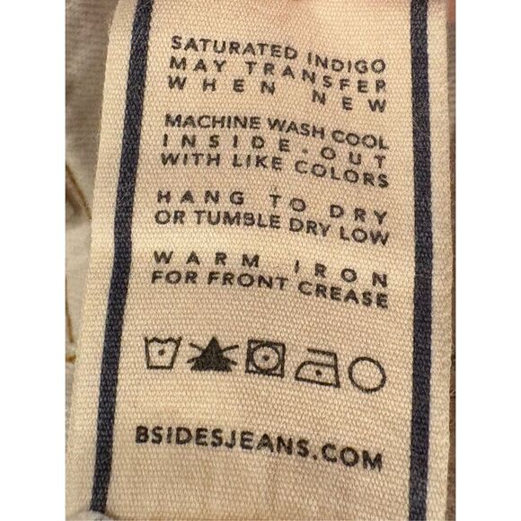 B SIDES Slim Lasso barrel Jeans Size 27 Button Fly $385.00 ivory - Picture 11 of 11